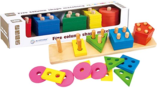 Five Column Shape Matching - All Ages Educational Wooden Toy